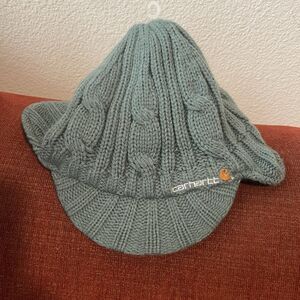 Carhartt Brimmed Beanie with Ear Flaps Gray Men/Women Knit Visor Hat Fleece 1 Sz